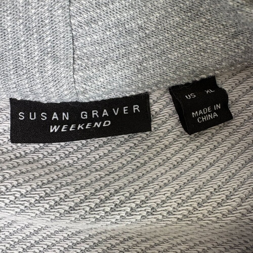 Susan Graver Weekend Heathered Twill Terry Blazer Size XL Gray Pockets A634075 - Picture 5 of 12